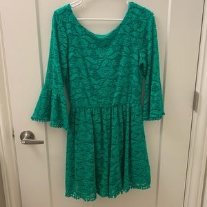 Green lace romper